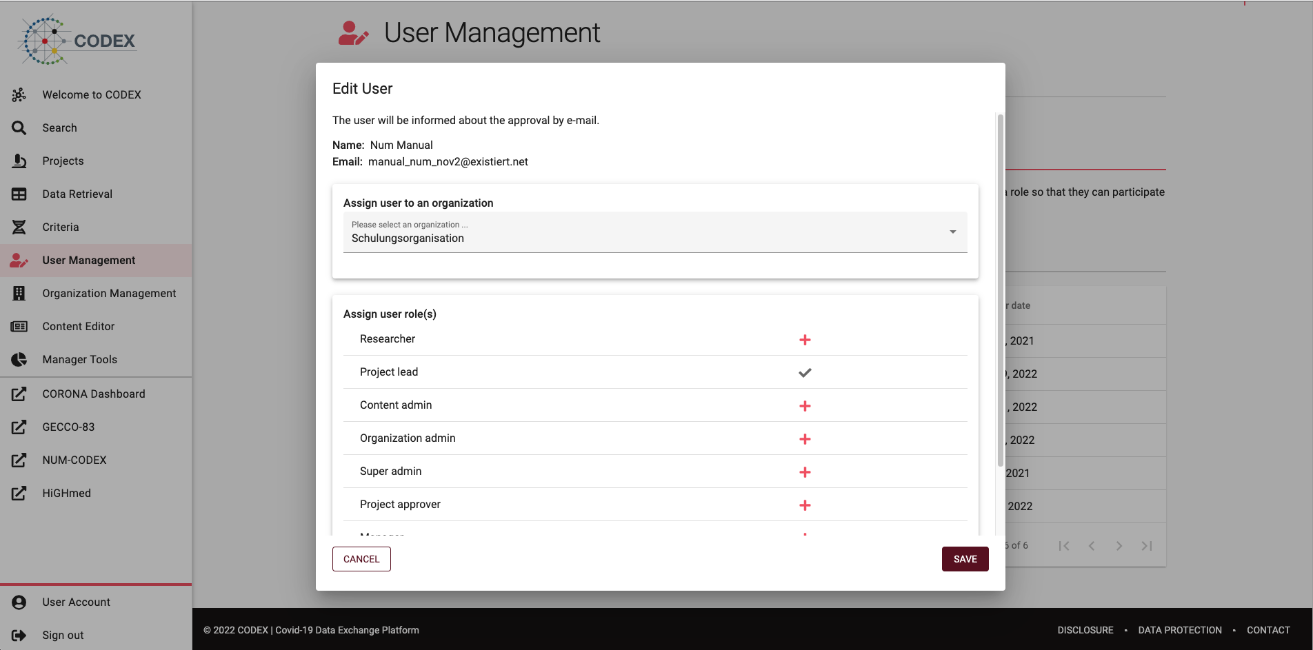 Screenshot of user approval dialog